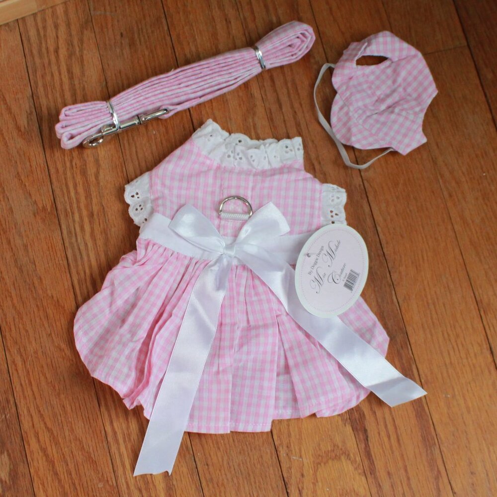 Doggie Design "Mia Michele Couture" Plaid Print Dress & Accessory Set